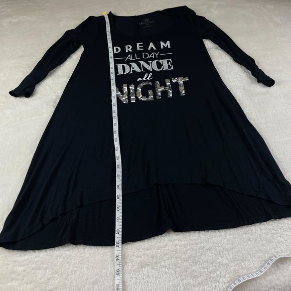 Decree Glitter Sequined Dance All Night Sleep Shirt Womens XS Black 3/4 Sleeve - Picture 7 of 12